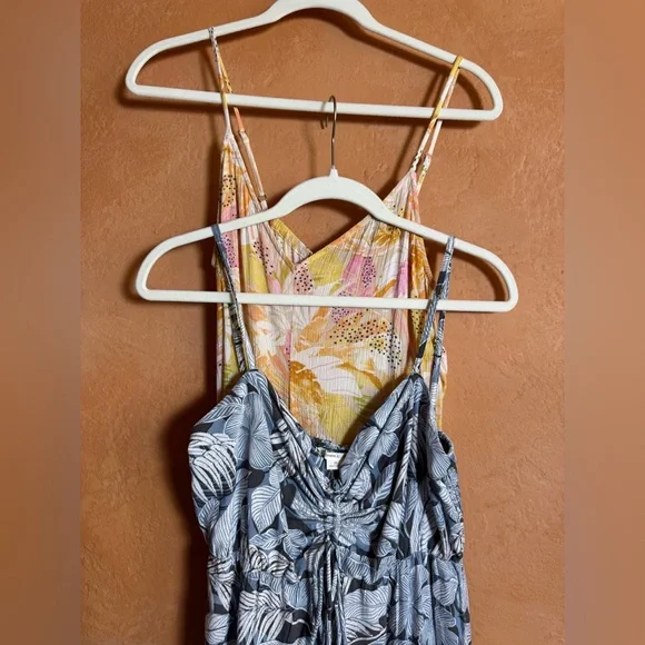 O’Neill Women’s Medium Tropical Wide Leg Jumpsuit Bundle Blue & Yellow - Picture 2 of 9